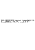 2022-2023 HESI OB Maternity Version 1 (V1) Exit Exam (All 55 Qs) TB w/Pics Included!! A++.