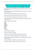 Music 101 Final Exam Questions And Correct Solutions &vert; Already Passed