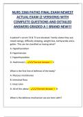 NURS 3366 PATHO FINAL EXAM NEWEST  ACTUAL EXAM &lpar;2 VERSIONS&rpar; WITH  COMPLETE QUESTIONS AND DETAILED  ANSWERS GRADED A &vert; BRAND NEW&excl;&excl;&excl; 