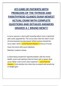 ATI CARE OF PATIENTS WITH  PROBLEMS OF THE THYROID AND  PARATHYROID GLANDS EXAM NEWEST  ACTUAL EXAM WITH COMPLETE  QUESTIONS AND DETAILED ANSWERS  GRADED A &vert; BRAND NEW&excl;&excl;&excl; 
