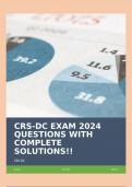 CRS-DC EXAM 2024 QUESTIONS WITH COMPLETE SOLUTIONS&excl;&excl;