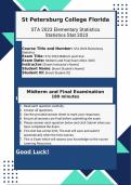 STA 2023 Elementary Statistics 2024 -2025 STA 2023 Final Exam Review Questions and Answers &vert; 100&percnt; Pass &vert;Graded A&plus; &vert;