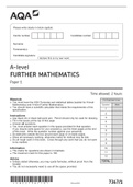 AQA A-level FURTHER MATHEMATICS Paper 1&comma;2&3 Questions Paper And Marking Scheme 2023