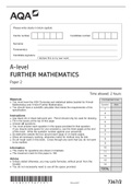 AQA A-level FURTHER MATHEMATICS Paper 2 7367-2-QP-FurtherMathematics-A-8Jun22