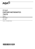 AQA A-level FURTHER MATHEMATICS 7367&sol;1 Paper 1 Mark scheme June 2022 Version&colon; 1&period;0 Final Mark Scheme