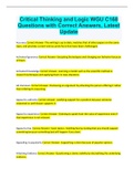 Critical Thinking and Logic WGU C168 Questions with Correct Answers&comma; Latest Update