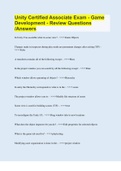 Unity Certified Associate Exam - Game Development - Review Questions &sol;Answers &vert; 220 Questions with 100&percnt; Correct Answers &vert; Updated & Verified