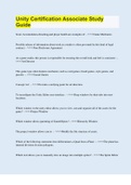 Unity Certification Associate Study Guide &vert; 90 Questions with 100&percnt; Correct Answers &vert; Updated & Verified