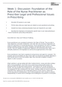NR 508 Week 1 Discussion: Legal and Professional Issues in Prescribing (GRADED A) Legal and Professional Issues in Prescribing (Original Post and Responses) Describe NP practice in Texas Tell the class what Texas laws are … to nurse practitioner prescribi