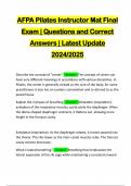 AFPA Pilates Instructor Mat Final Exam &vert; Questions and Correct Answers &vert; Latest Update 2024&sol;2025
