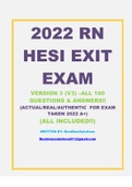 2022 RN HESI EXIT EXAM VERSION 3 &lpar;V3&rpar; &ndash;ALL 160 QUESTIONS & ANSWERS&excl;&excl; &lpar;ACTUAL&sol;REAL&sol;AUTHENTIC FOR EXAM TAKEN 2022 A&plus;&rpar; &lpar;ALL INCLUDED&excl;&excl;&rpar;