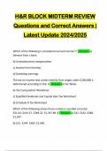 H&R BLOCK MIDTERM REVIEW Questions and Correct Answers &vert; Latest Update 2024&sol;2025