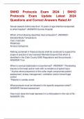 SNHD Protocols Exam 2024 &vert; SNHD  Protocols Exam Update Latest 2024  Questions and Correct Answers Rated A&plus;