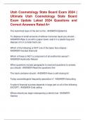 Utah Cosmetology State Board Exam 2024 &vert;  Ultimate Utah Cosmetology State Board  Exam Update Latest 2024 Questions and  Correct Answers Rated A&plus; 