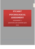 PYC4807 -PSYCHOLOGICAL ASSESSMENT ASSIGNMENT 1&colon; QUESTIONS AND ANSWERS QUIZ 2022 &period;