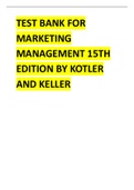 TEST BANK FOR MARKETING MANAGEMENT 15TH EDITION 2024 LATEST UPDATE  BY KOTLER AND KELLER