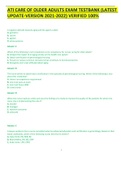 ATI CARE OF OLDER ADULTS EXAM TESTBANK &lpar;LATEST UPDATE-VERSION 2021-2022&rpar; VERIFIED 100&percnt;