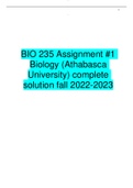 BIO 235 Assignment #1 Biology (Athabasca University) complete solution fall 2022-2023