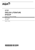 AQA GCSE ENGLISH LITERATURE 8702/1P Paper 1P Poetry anthology Mark scheme June 2022 Version: 1.0 Final