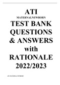 ATI MATERNALNEWBORN  TEST BANK QUESTIONS & ANSWERS with RATIONALE 2022/2023
