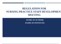 NURS 6050 Module 3 Assignment, Verified Q&A ; Regulation for Nursing Practice Staff Development Meeting