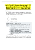 NCLEX-RN Exam Pack Set 5 (75 Questions & Answers Updated 2022) VERIFIED ANSWERS 