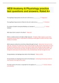 HESI Anatomy & Physiology practice test questions and answers&period; Rated A&plus;
