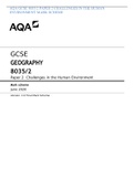 AQA GCSE 8035/2 PAPER 2 CHALLENGES IN THE HUMAN ENVIRONMENT MARK SCHEME
