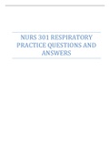 NURS 301 RESPIRATORY PRACTICE QUESTIONS AND ANSWERS