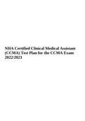 NHA Certified Clinical Medical Assistant (CCMA) Test Plan for the CCMA Exam 2022/2023.