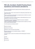 PSI Life&comma; Accident&comma; Health Practice Exam Questions and Answers &lpar;Graded A&rpar;