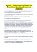 Module 1&colon; Developmental Stages and  Transitions Questions & Answers  2022&sol;2023