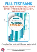 Test Bank for Foundations of Nursing Research 7th Edition by Rose Marie Nieswiadomy&semi; Catherine Bailey 9780134167213 Chapter 1-20 Complete Guide A&plus;