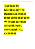 Test Bank for Microbiology The Human Experience 1st edition 2024 latest update By John W. Foster Zarrintaj Aliabadi Joan L. Slonczewski 