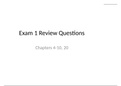 Exam 1 Review Questions Chapters 4-10, 20