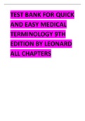 TEST BANK FOR QUICK AND EASY MEDICAL TERMINOLOGY 9TH EDITION COMPLETE UPDATE BY LEONARD 