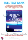 Test bank for Critical Care Nursing&colon; Diagnosis and Management 9th Edition by Linda D&period; Urden&semi; Kathleen M&period; Stacy&semi; Mary E&period; Lough 9780323642958  Chapter 1-41 Complete Guide