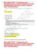 BIO CHEM 7852nd 1 Questions and ANSWERS Rationale BEST EXAM SOLUTION GUARANTEED SUCCESS LATEST UPDATE 2022 &sol;2023RATEDA&plus;