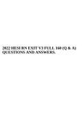 2022 HESI RN EXIT V3 FULL 160 (Q & A) QUESTIONS AND ANSWERS.