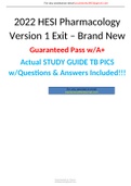 2022 HESI Pharmacology Version 1 Exit – Brand New Guaranteed Pass w/A+ Actual STUDY GUIDE TB PICS w/Questions & Answers Included!!!