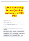 ASCP Hematology Review Questions and Answers 100% Pass