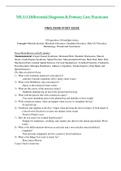 FINAL EXAM STUDY GUIDE - NR511 / NR 511 (Latest 2022 / 2023) : Differential Diagnosis & Primary Care Practicum - Chamberlain