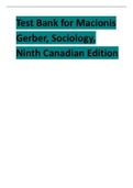 Test Bank for Macionis Gerber, Sociology, 9th edition 2024 latest update by Canadian Edition.