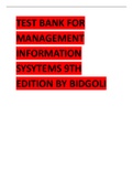 TEST BANK FOR MANAGEMENT INFORMATION SYSYTEMS 9TH EDITION BY 2024 UPDATE BY BIDGOLI&period;pdf