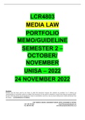 LCR4803 PORTFOLIO MEMO - SEMESTER 2 - 2022 - UNISA - OCT&period;&sol;NOV&period; 2022 &lpar; DETAILED MEMO WITH FOOTNOTES AND A BIBLIOGRAPHY&rpar;