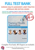 "Test Banks For Nursing Health Assessment 3rd Edition by Sharon Jensen, 9781496349170,   Chapter 1-30 Complete Guide"
