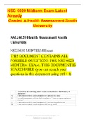 NSG 6020 Midterm Exam Latest Already Graded A Health Assessment South University. (DOWNLOAD TO BOOST YOUR GRADE A+