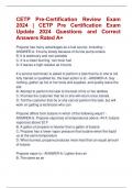 CETP Pre-Certification Review Exam  2024 &vert; CETP Pre Certification Exam  Update 2024 Questions and Correct  Answers Rated A&plus;