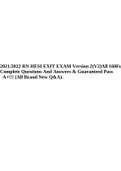 2021/2022 RN HESI EXIT EXAM Version 2(V2) All 160 Full Complete Questions And Answers & Guaranteed Pass A+!!! (All Brand New Q&A).
