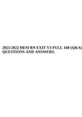 2021/2022 HESI RN EXIT V3 FULL 160 (Q&A) QUESTIONS AND ANSWERS.